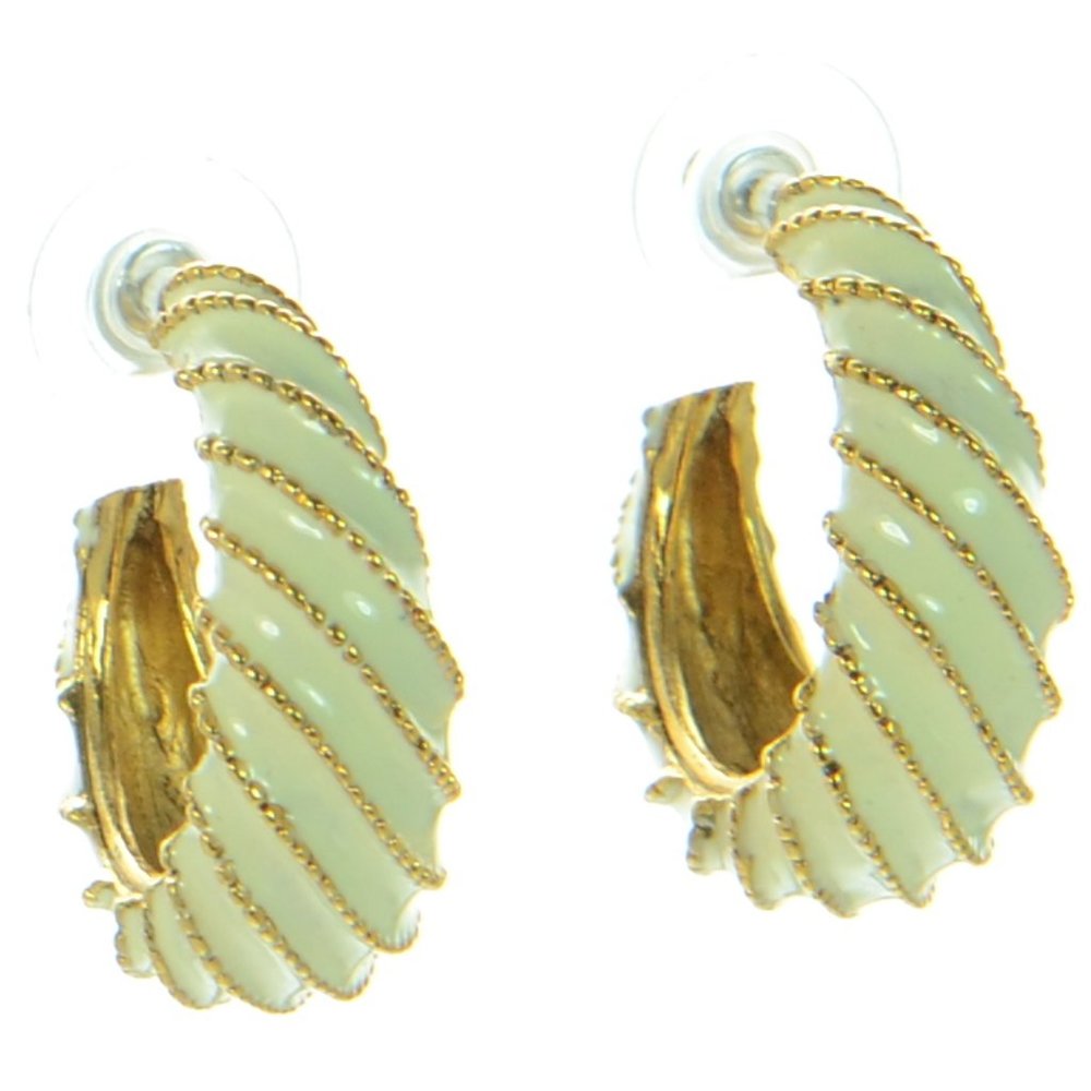 Jennifer Behr Ivory Enamel Hoop Earrings
